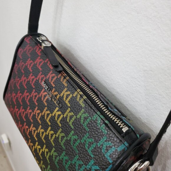 Karl Lagerfeld Paris Adele Faux Leather Rainbow Logo Crossbody Bag - Picture 4 of 16